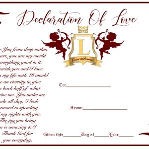 Declaration Of Love Certificate